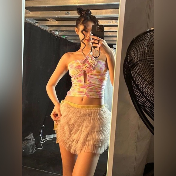 Magda butrym Jennie blackpink flower pink halter top size small - Picture 2 of 16